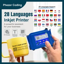 Phezer PC11plus 12.7mm Handheld Inkjet Printer Portable Batch Code Date & QR Code Printer for Labels Expiry Dates Logos & DIY