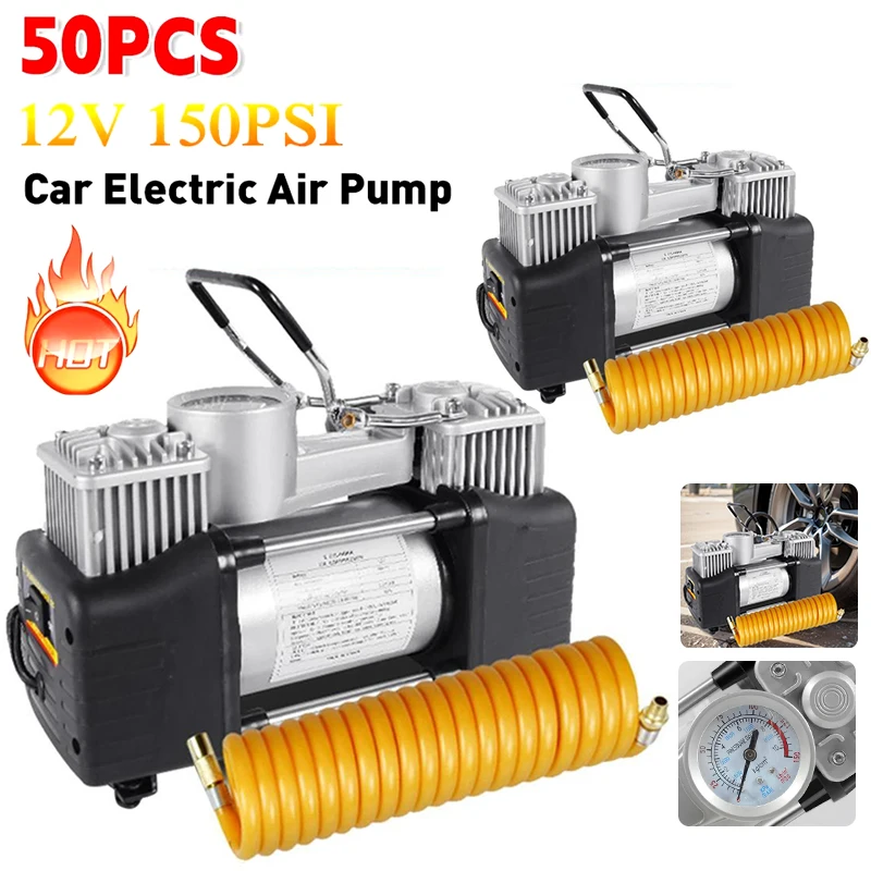 12V 150PSI Heavy Duty Tire Inflator Electric Car Tyre Inflator Portable Air Compressor With Pressure Gauge Car Electric Air Pump