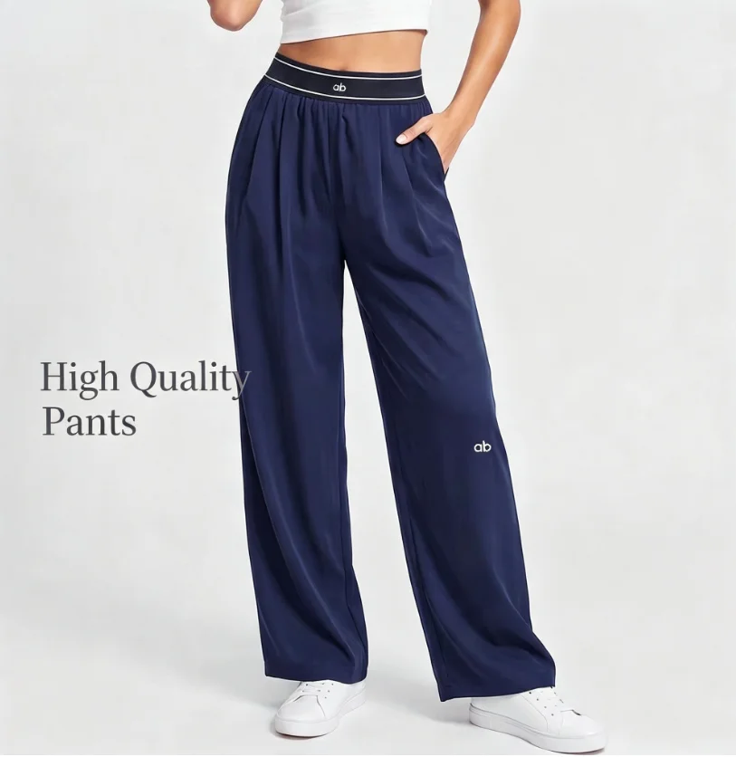 2026 Dames losse casual sportbroek met hoge taille, ademend en comfortabel, veelzijdige broek, wijde pijpen sportbroek voor dames