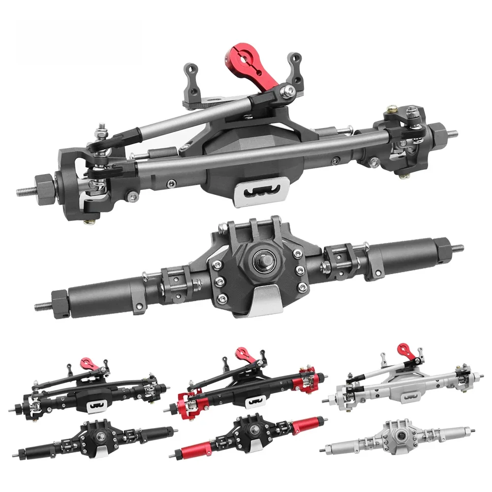 Kompletna przednia i tylna oś ze stopu aluminium w kształcie rombu CNC do ciężarówki gąsienicowej 1/10 RC Axial SCX10 II 90046 90047 — zdjęcie 2