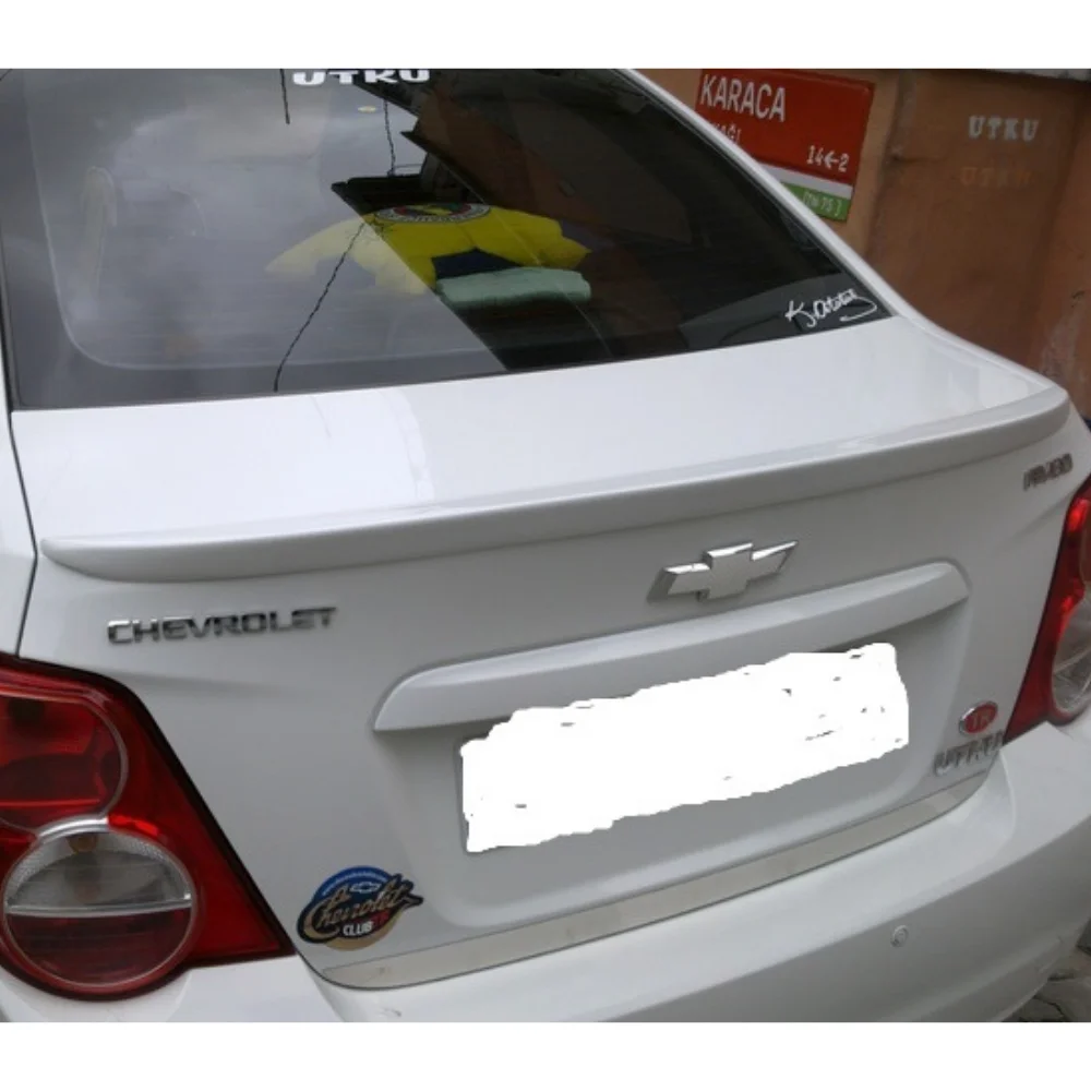 For Chevrolet Aveo trunk top Spoiler Fiber Fiberglass Material Rear Roof Spoiler Wing Trunk Lip Car Styling Fully Compatible