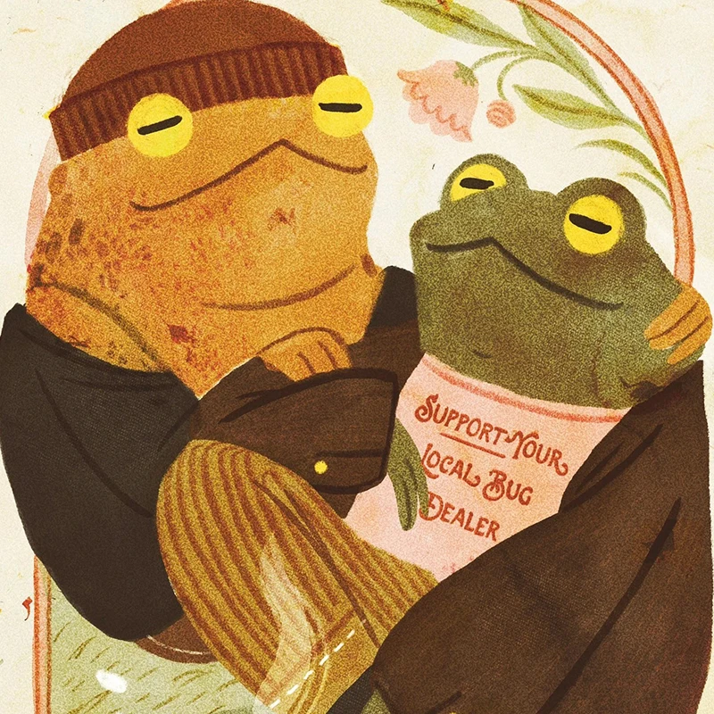 Frog And Toad They Were Roomates Print Cartoon Illustration Painting Canvas Poster Bedroom Wall Pictures Living Room Home Decor