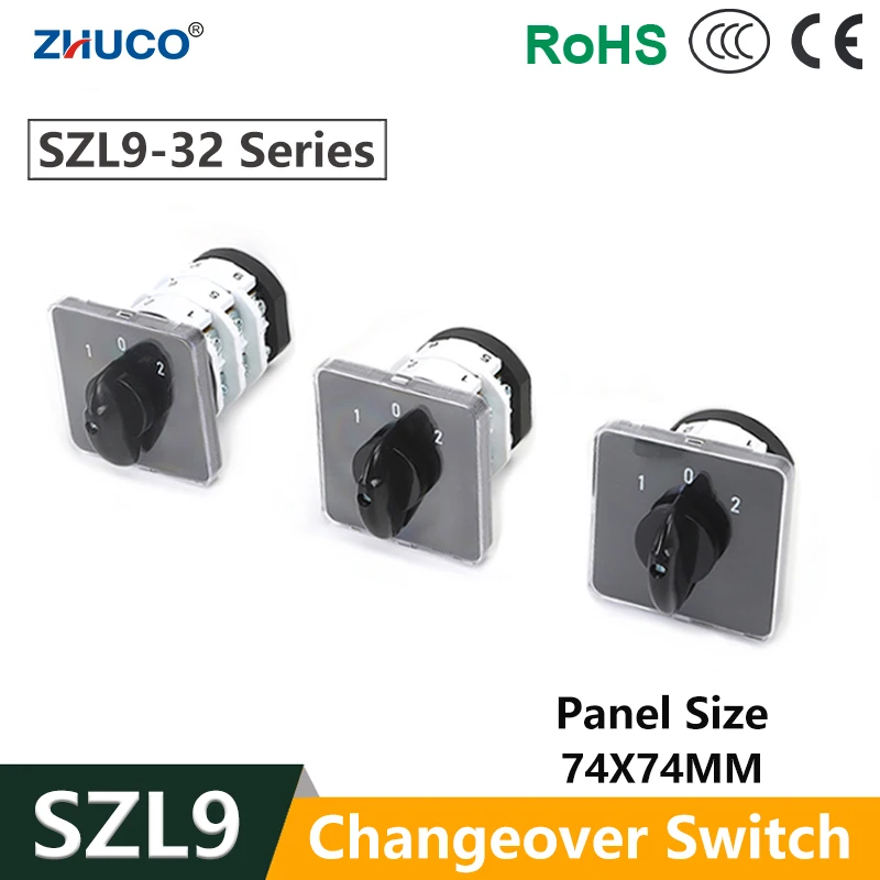 ZHUCO SZL9-32/1 32/2 32/3 32/4 32A ON OFF ON 1/2/3/4Phase UElectric Welding Machine Cam Panel Mounting Reversing Switch