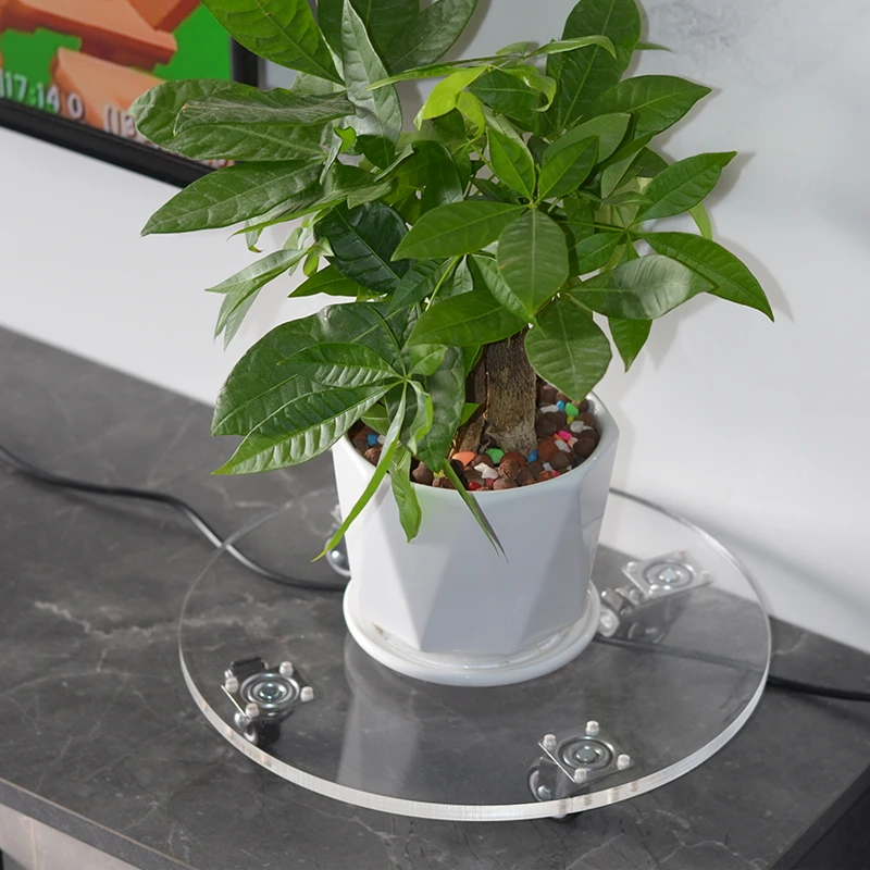 Round Acrylic Plant Saucer with Heavy-Duty Rolling Wheels, Garden Plant Pot Tray, Movable Plant Stand with Lockable Casters