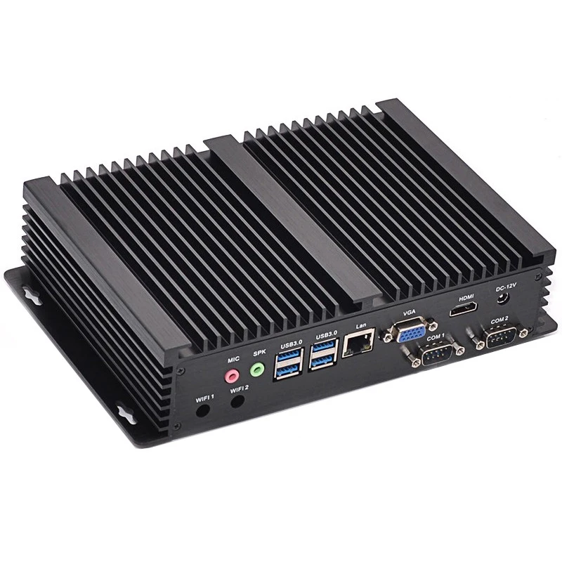 Partaker fanless mini pc windows 10 intel core i3 7100u 7110u fanless computador industrial hdmi vga linux desktop pc 2 * rs232 com