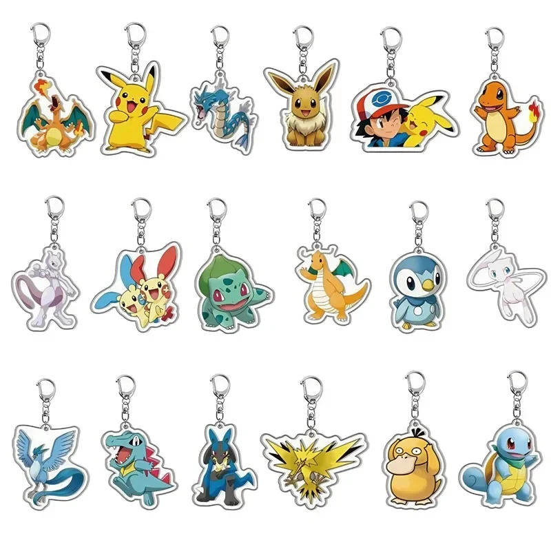 Porte-clés en acrylique Pokemon Kawaii, figurine Elfin Pikachu Bulbasaur Psycanard écureuil Gengar Meowth, poupées pendentif mignonnes, cadeaux pour garçons