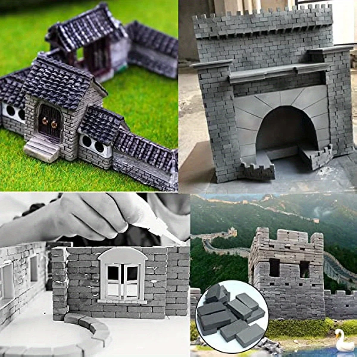Maßstab 1:35 150/200 Stück Mini-Steine für die Landschaftsbau, Miniatur-Steine, Ziegelwand, kleine Steine für Puppenhaus-Gartenteile – Detail 3