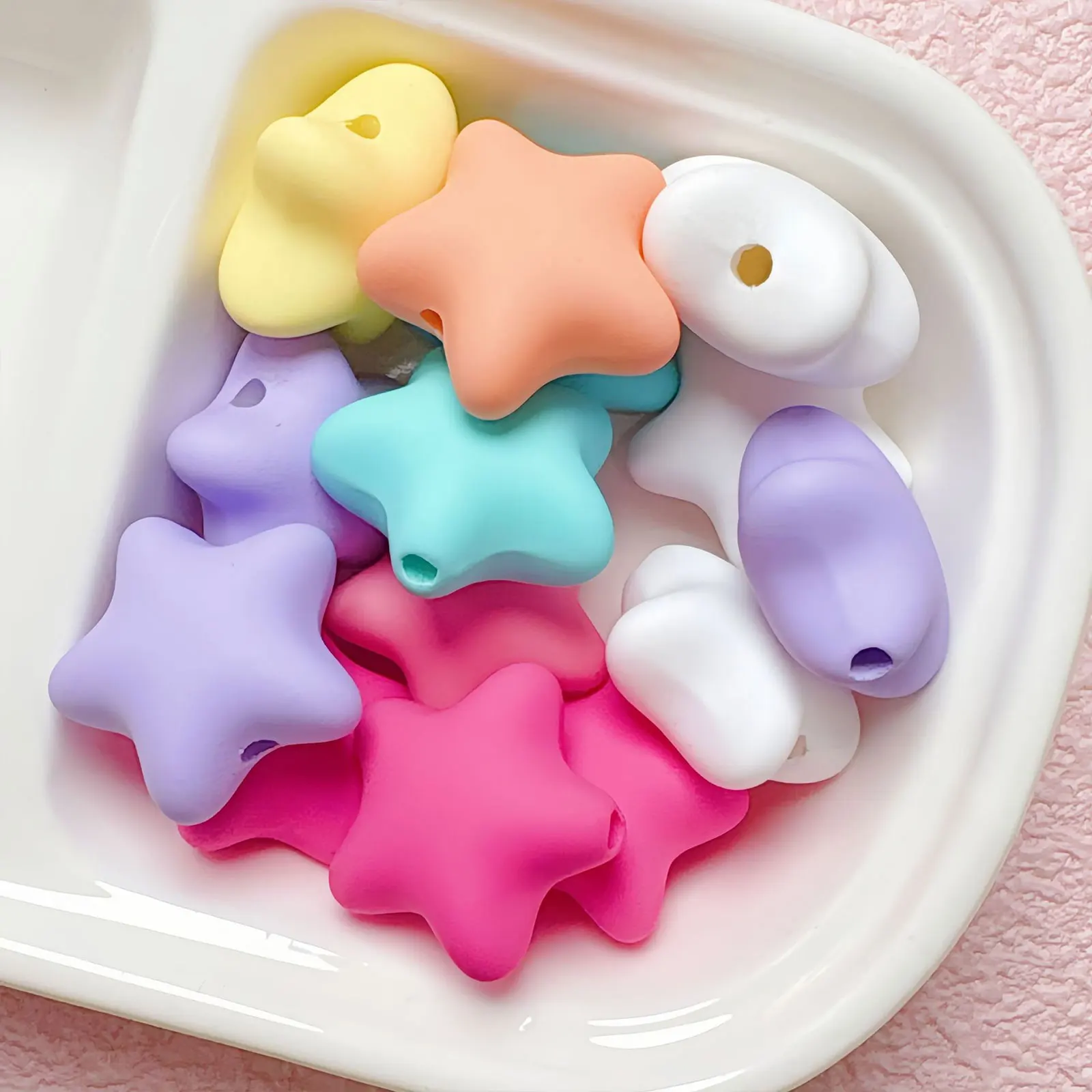 Macaron Colorful Matte Rubber Star Beads For Jewelry Making Beaded Pen Accessories DIY Decorations