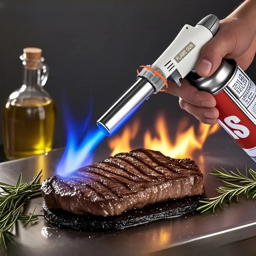 Torche Butane à flamme réglable avec conception inversée, outil de soudage Portable pour barbecue de Camping, contrôle sûr du gaz pour la cuisine et le chauffage 