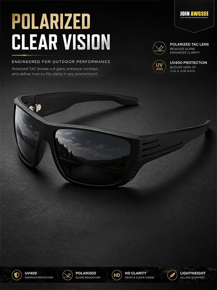 AliExpress AWGSEE UV400 Polarized Sports Sunglasses for Men Women, Wrap Around Protective Eyewear for Outdoor Driving Cycling Hiking