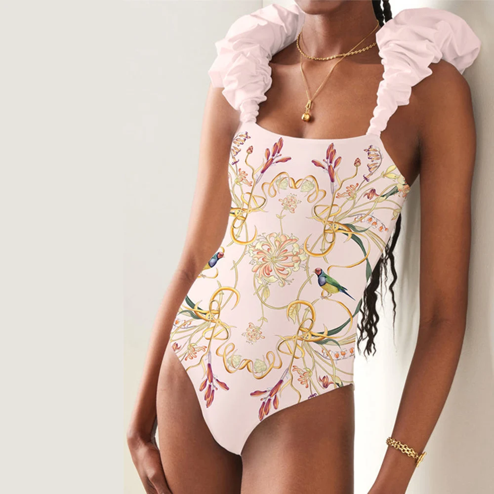 Ensemble de maillot de bain une pièce imprimé floral pour filles, maillot de bain monokini, short de luxe, mode, été, 2022