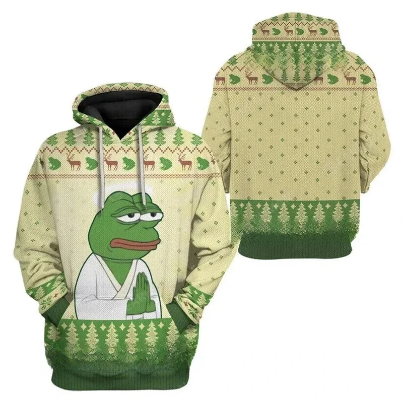 Funny Sad Frog 3D Printed Hoodies For Men Clothes Pepe Graphic Sweatshirts Animal Feels Bad Man Hoody Women Pullovers Tops — zdjęcie 2