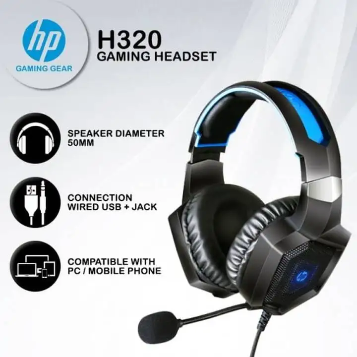 Original HP H320 GS 7.1 Gaming Headphones with Led Light Black