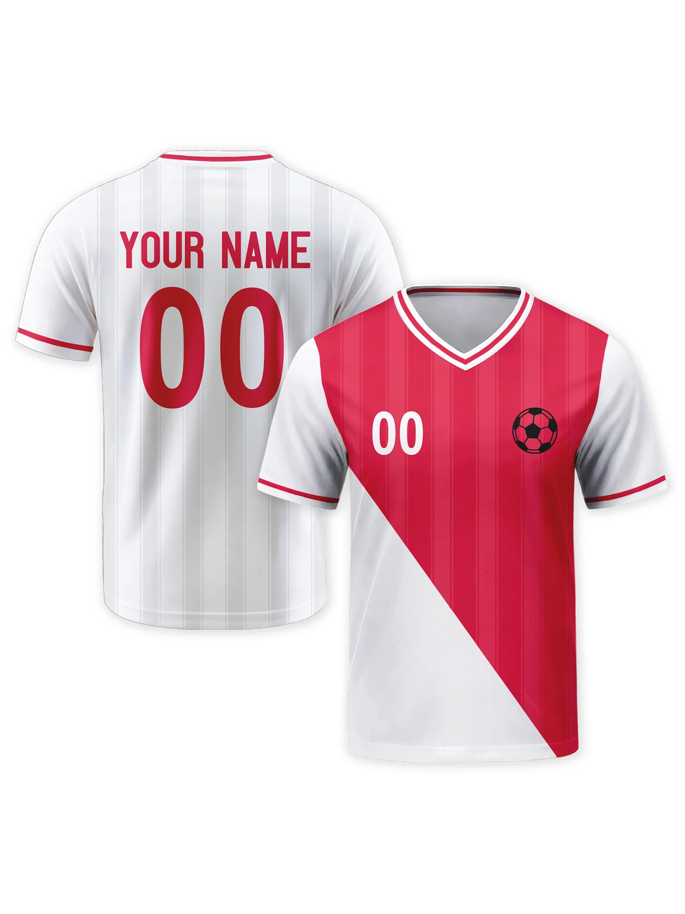 

Custom Football Jersey with Logo Name Number Personalized Red White Football Team Shirt Soccer Top Gifts for Men Women Youth Fan