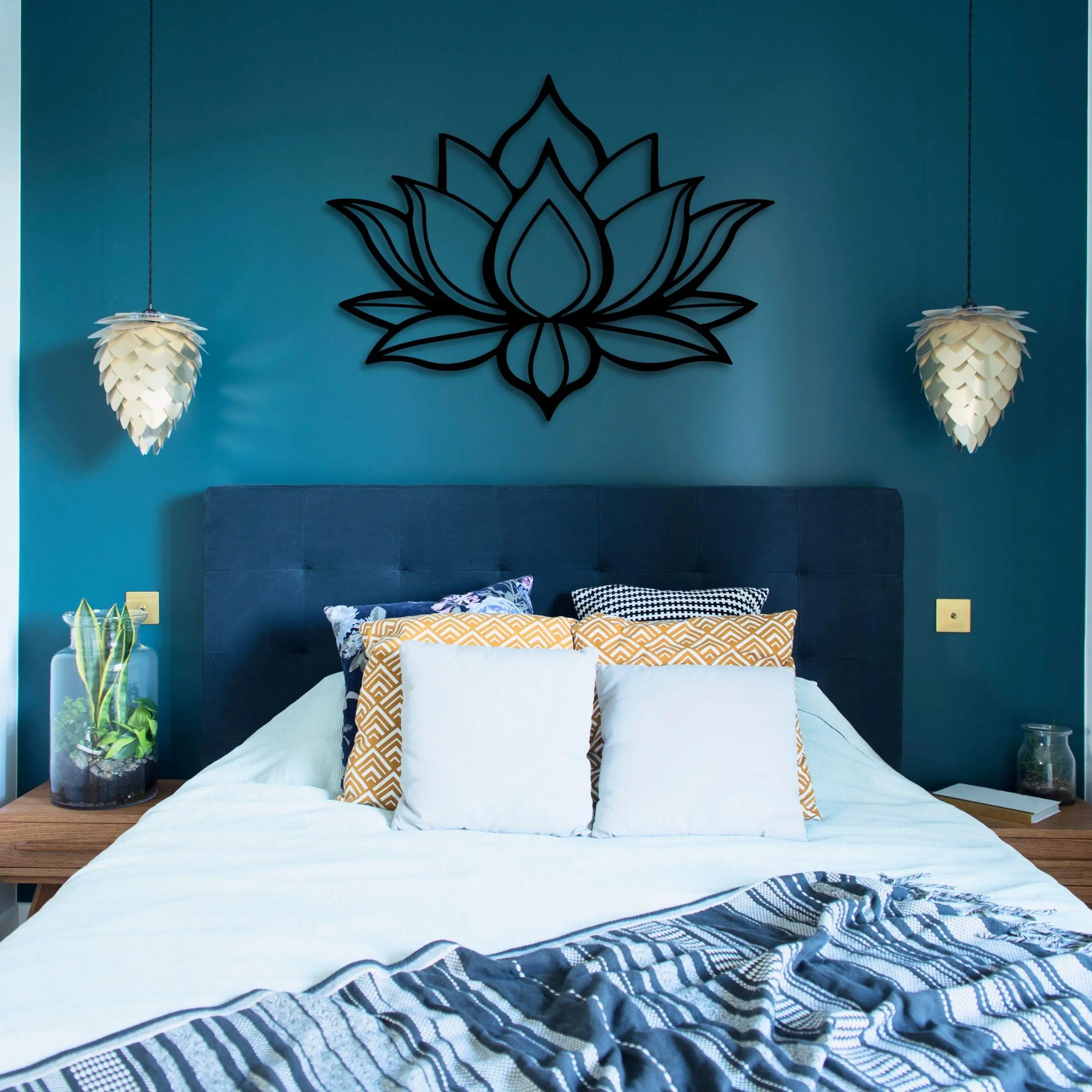 Lotus Flower Mandala Metal Wall Art, Yoga Meditation Decor, Large Steel Wall Hanging