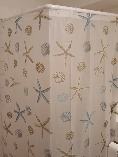 Creative Ocean Creature Bathroom Curtains, Geometric Pattern Waterproof Shower Curtains With Curtain Hook Ring Shower CurtainSet photo review