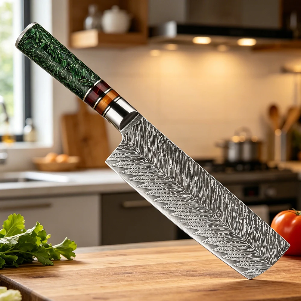 

XITUO 67-Layer Damascus Steel Nakiri Knife Japanese VG10 Core Professional Chef Slicing&Meat Cutting Knife Ergonomic Handle
