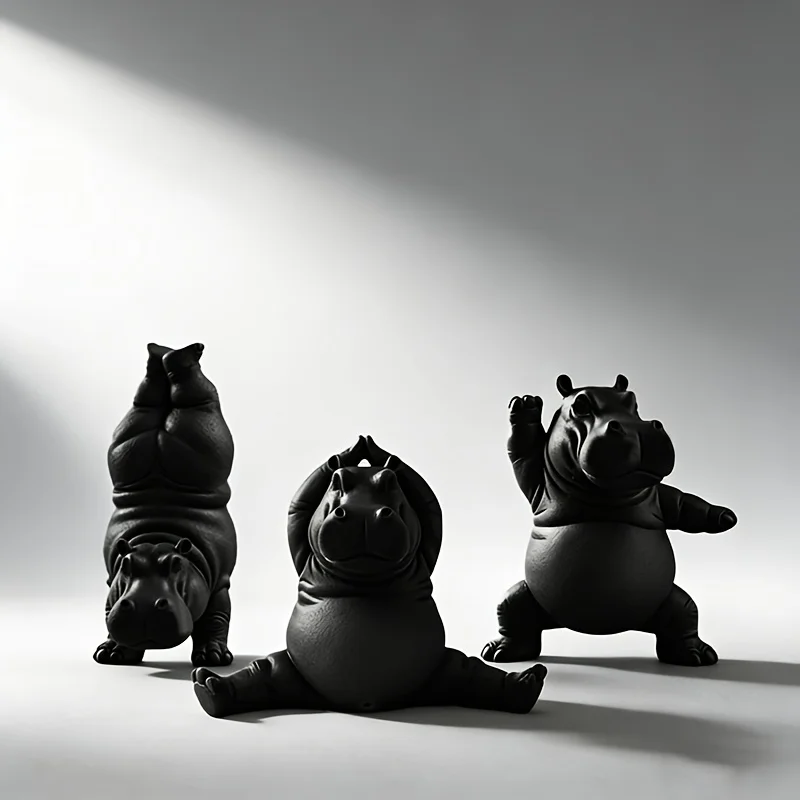 1 X Hippo Statue Ornament - Durable Indoor and Outdoor Decoration, Suitable for Home, Office, Yoga Studio - Tranquil Animal Sculpture, Perfect Gift for Yoga Enthusiasts, Peace Decoration, Home Decor Ornament, Hippo Statue, Desktop Decoration
