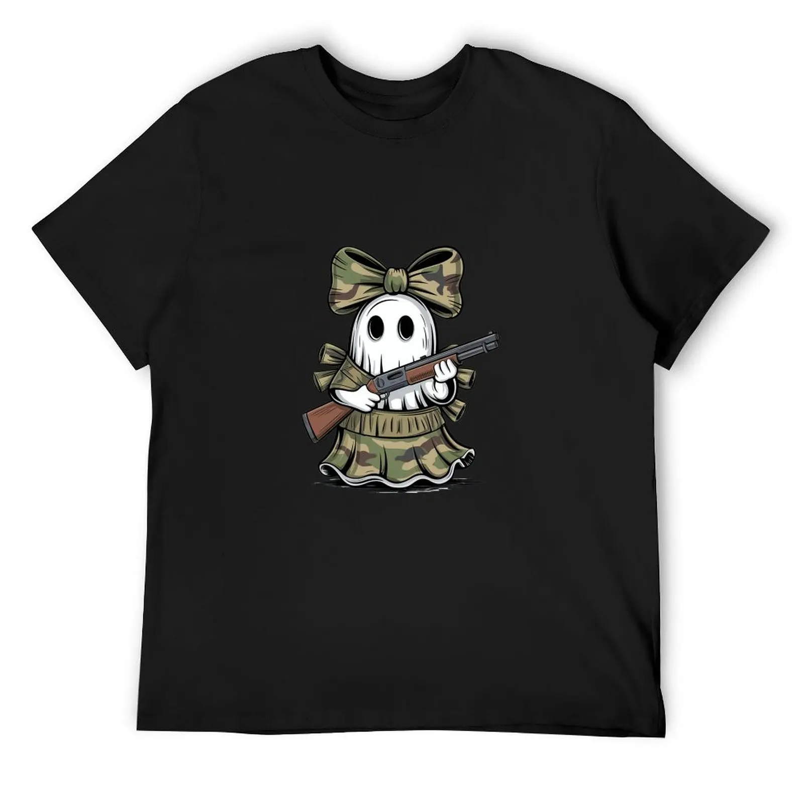 Camouflage DAD Letter Deer Head Fishing Print Black T-Shirt Hunting Daddy Rural Camping Breathable Cotton Wear