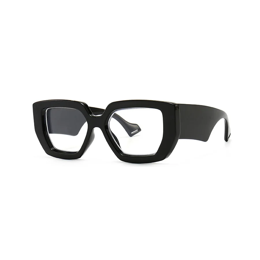 Fashionable Black Square Large Frame Women\'s Sunglasses Transparent Lenses Daily Vacation Decorative Glasses