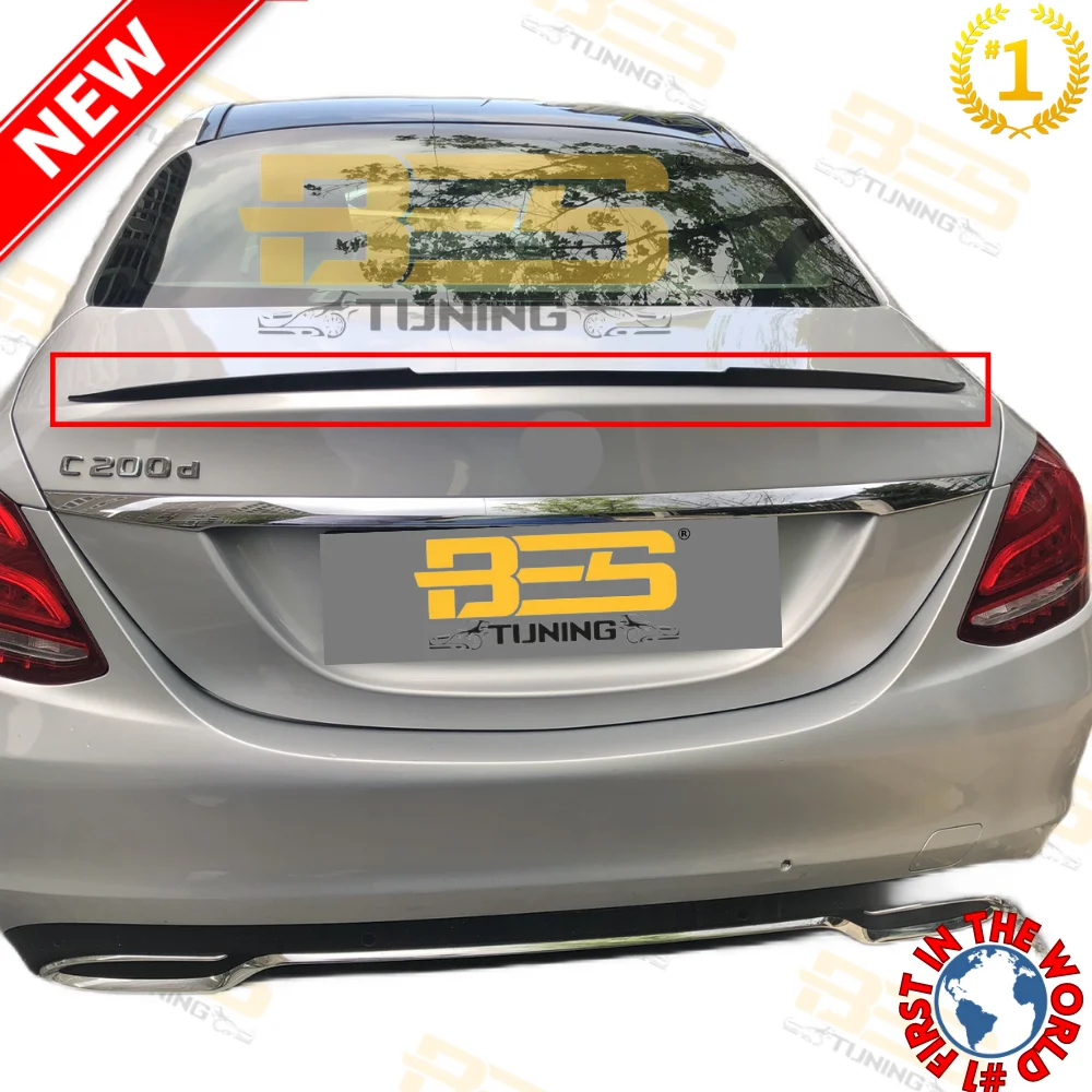 NEW Rear Trunk Bat Style Spoiler For Mercedes Benz C200d Car Accessories Lip Plastic Glossy Black Wing Exterior Parts Tuning