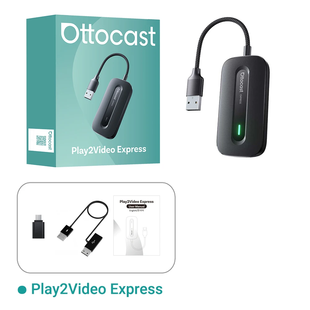OTTOCAST Play2Video Express ワイヤレスCarPlay Android Auto