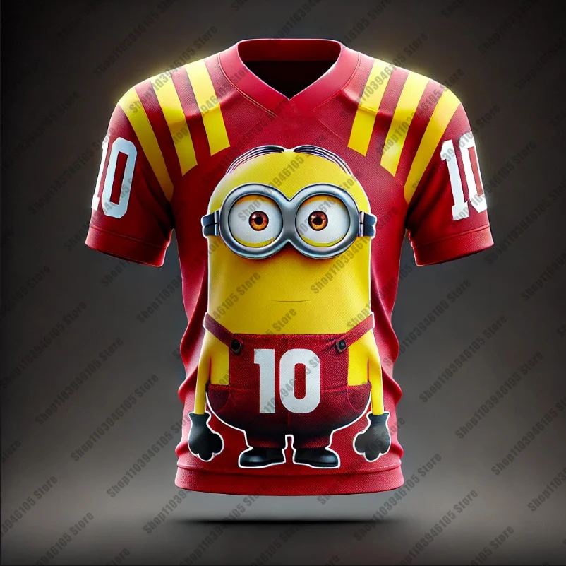 New Arrivals Minions Jersey 3D Print Kids Football Jersey Short Sleeve T-Shirt Men's and Women's Sports Quick Drying Soccer Tops