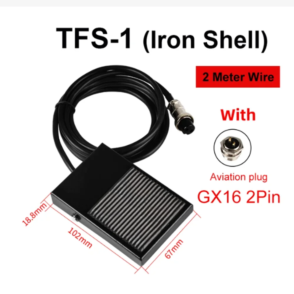 Free your Hand Spot Welding Switch Tig Torch Metal Foot Pedal Foot Switch 1.8 Meters Cable 2 Pins connector