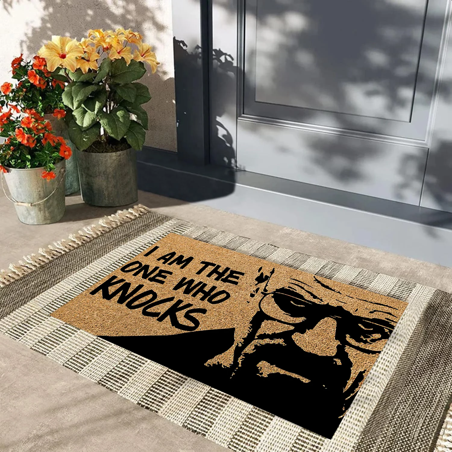 Funny Rubber Doormat, I Am the One Who Knocks Door Mat for Outdoor Porch, Carpet for Front Floor, Home Decor