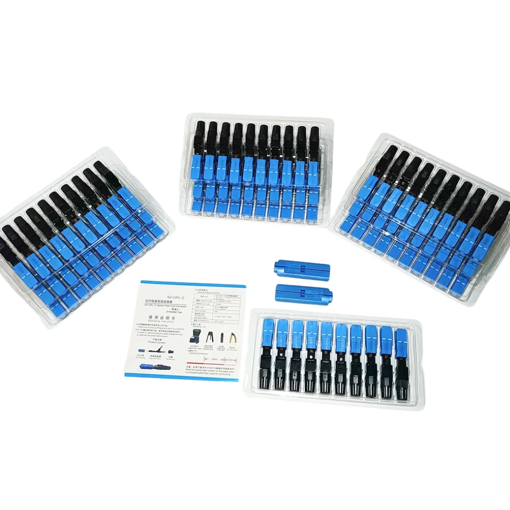 Quick Connector 100PCS SC APC UPC Optical Fiber Cable OEM FTTH 0.3dB CATV Fast Cold Connection Adapter for CATV Network