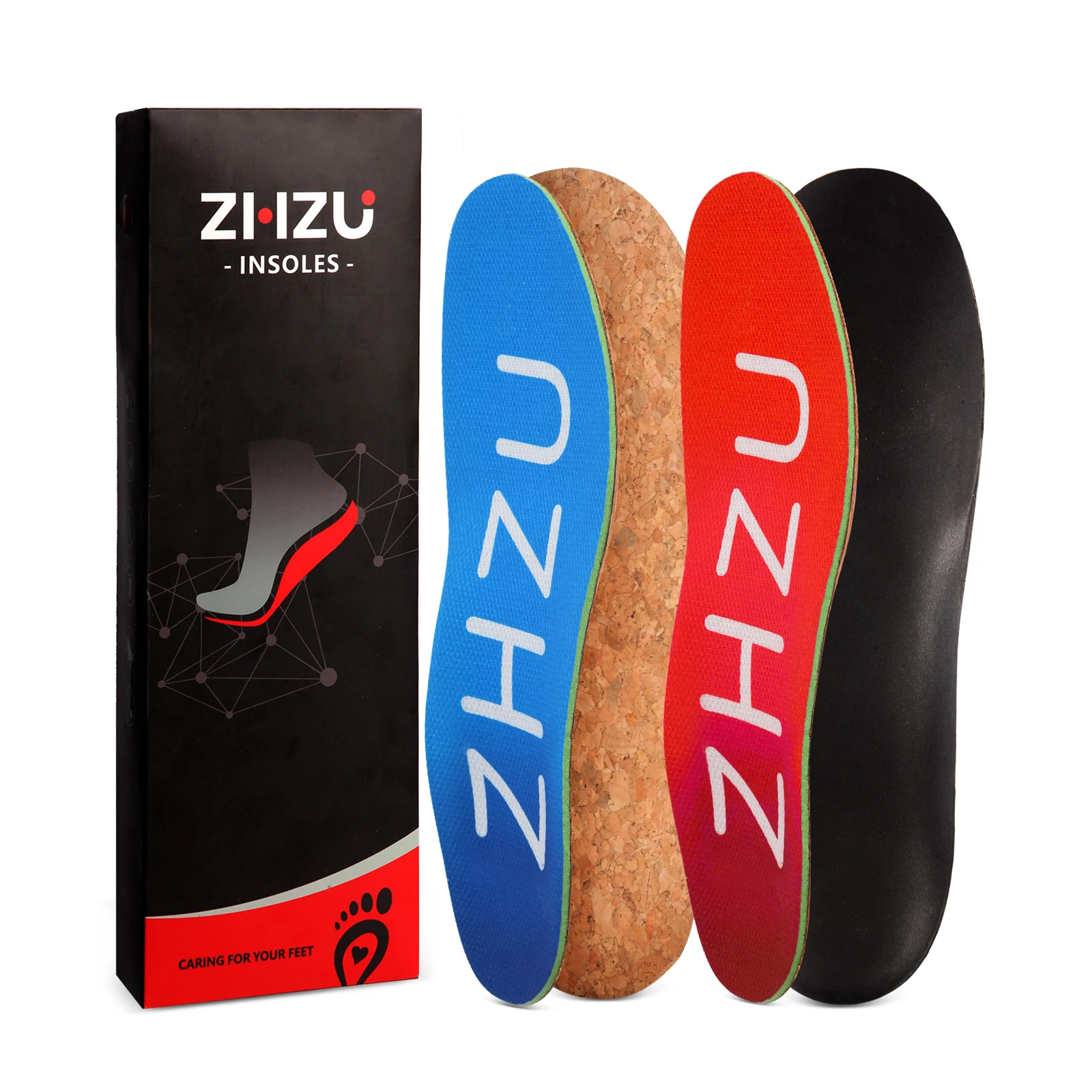 2 Pairs Cork Orthopedic Insoles ZHZU Arch Support Flat Feet Relieve Foot Pain Shoe Insert Men Women Shock Absorbing for Standing