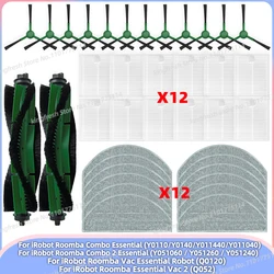 Compatible avec les pièces de rechange et accessoires pour iRobot Roomba Combo Essential / 2 Essential, Roomba Essential Vac 2 rouleau principal, brosse latérale, filtre HEPA, patin de vadrouille, chiffon de vadrouille