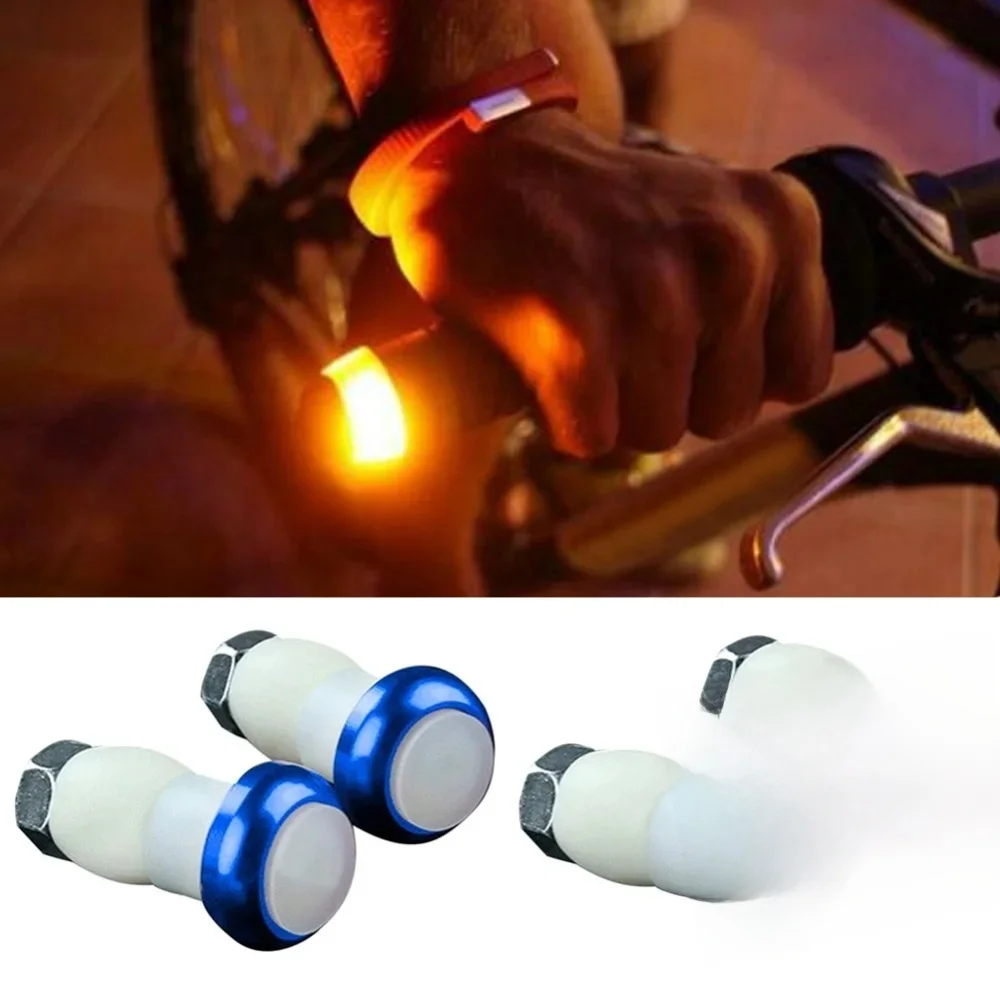 AliExpress 1 Pair Safety Cycling Bike Turn Signal Handle Bar End Plug LED Red Light Lamp Magnetic Handle Light