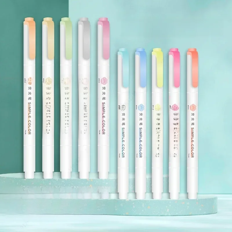 5 STKS Markeerstift Set Meerdere series beschikbaar Dubbelkoppige Gekleurde Fluorescerende Pen Student Briefpapier Leveringen - afbeelding 2