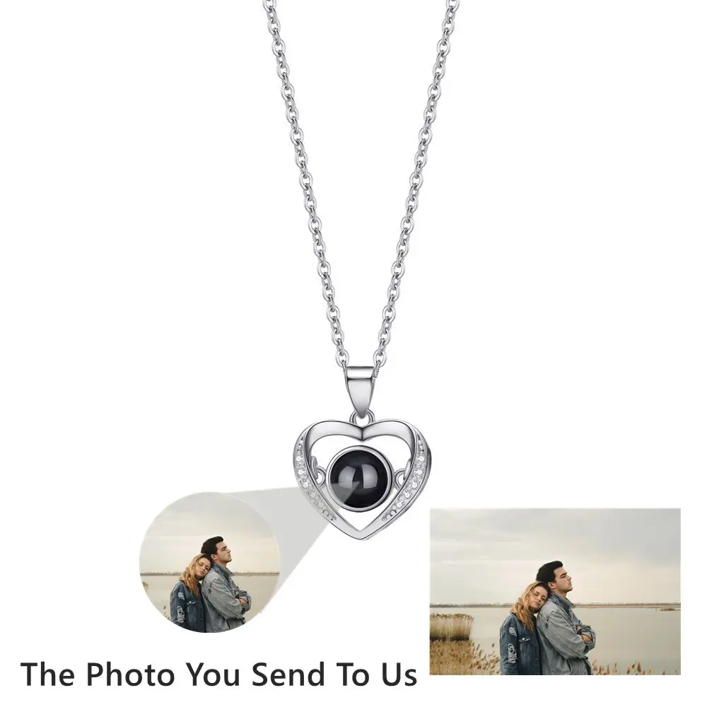 Personalized Customized Photo Cross Sun Flower Heart Pendant Projection Photo Necklace for Women Girls Charm Birthday Jewelry
