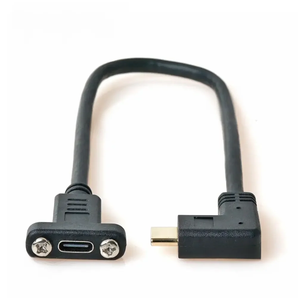 HOQO USB 3.1 Typ C Verlängerungskabel mit Schraubbefestigung für Panelmontage, USB C Buchse auf USB C Stecker Verlängerungskabel Datenkabel