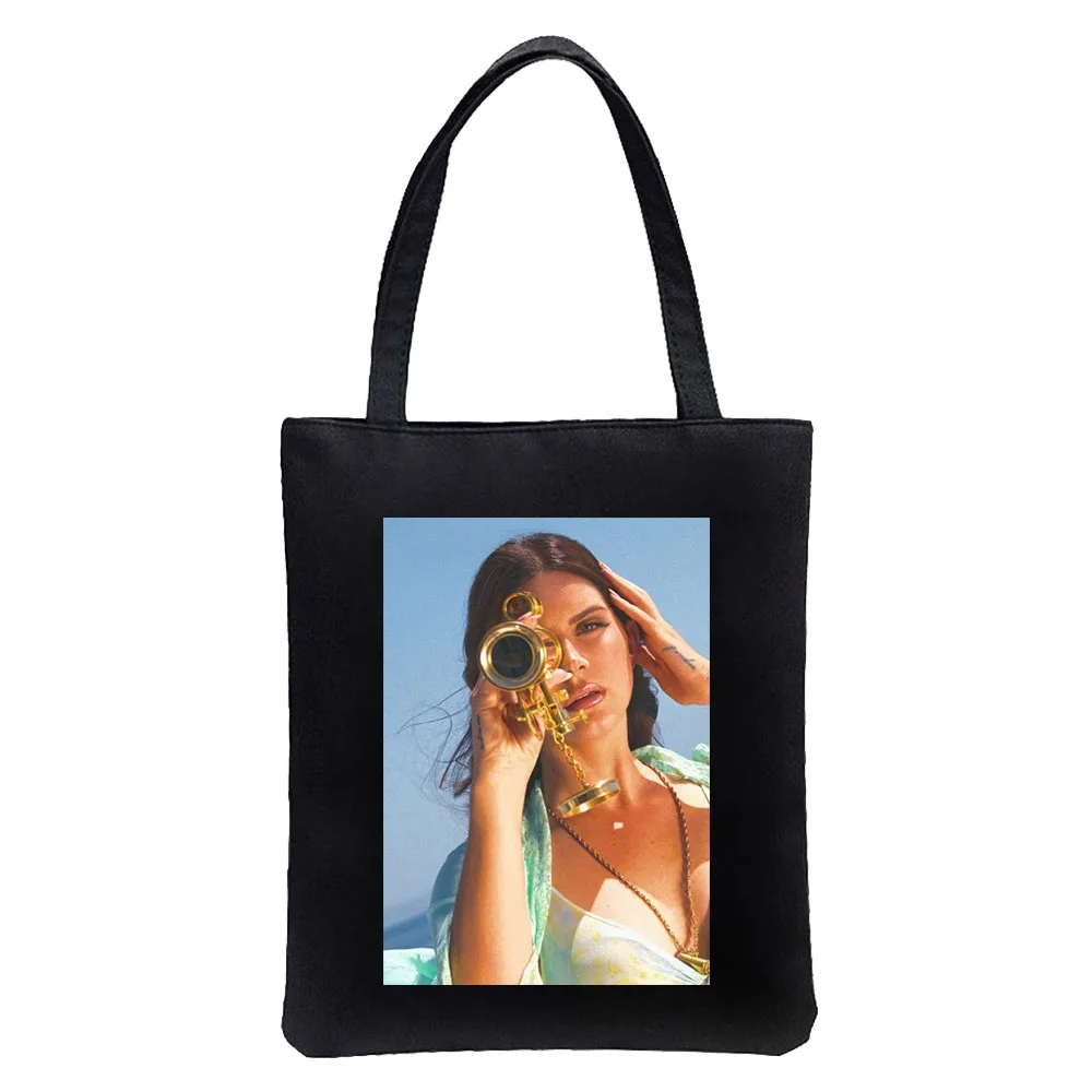 Lana Del Rey Fans Tote Shopping Bags Reusable Canvas Bag Shopper For Women Printed Market Mistress Gift Handbags