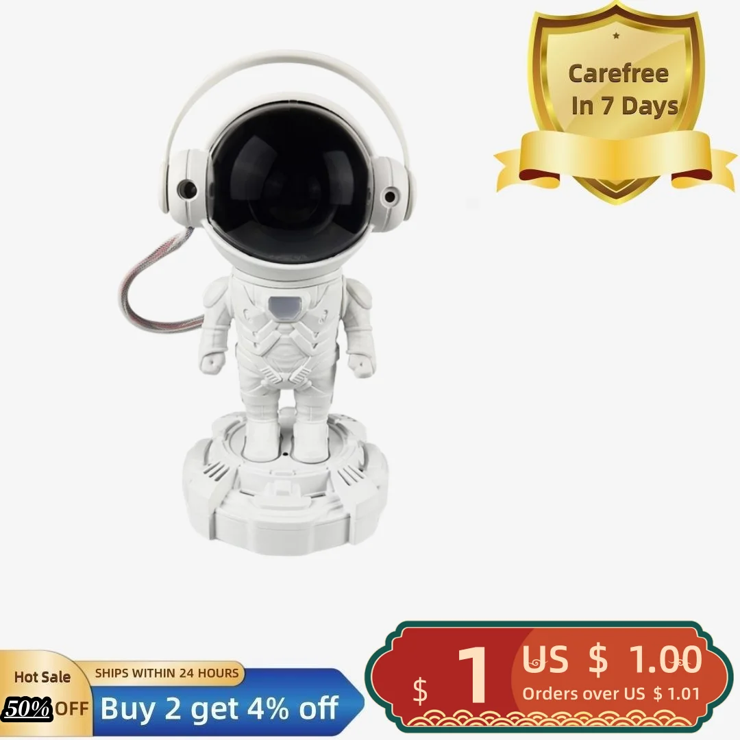 

1 Set LED Projection Lamp Creative Shape Remote Control Large Projected Area Energy-saving 2-in-1 Astronaut LED Projector Blueto