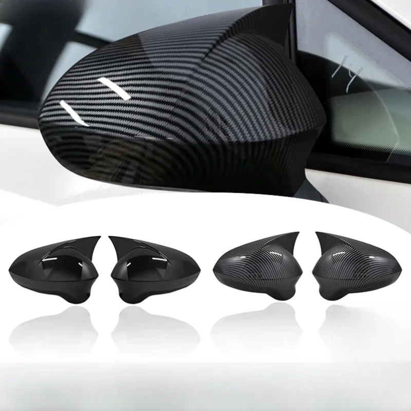 Couvercle de rétroviseur noir brillant/Fiber de carbone, pour Seat Leon MK2 1P Ibiza MK4 6J 2008 – 2017