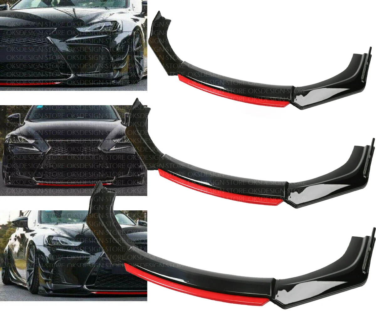 

Glossy black Front Bumper Red Lip Splitter Spoiler For LEXUS IS200T IS250 IS350