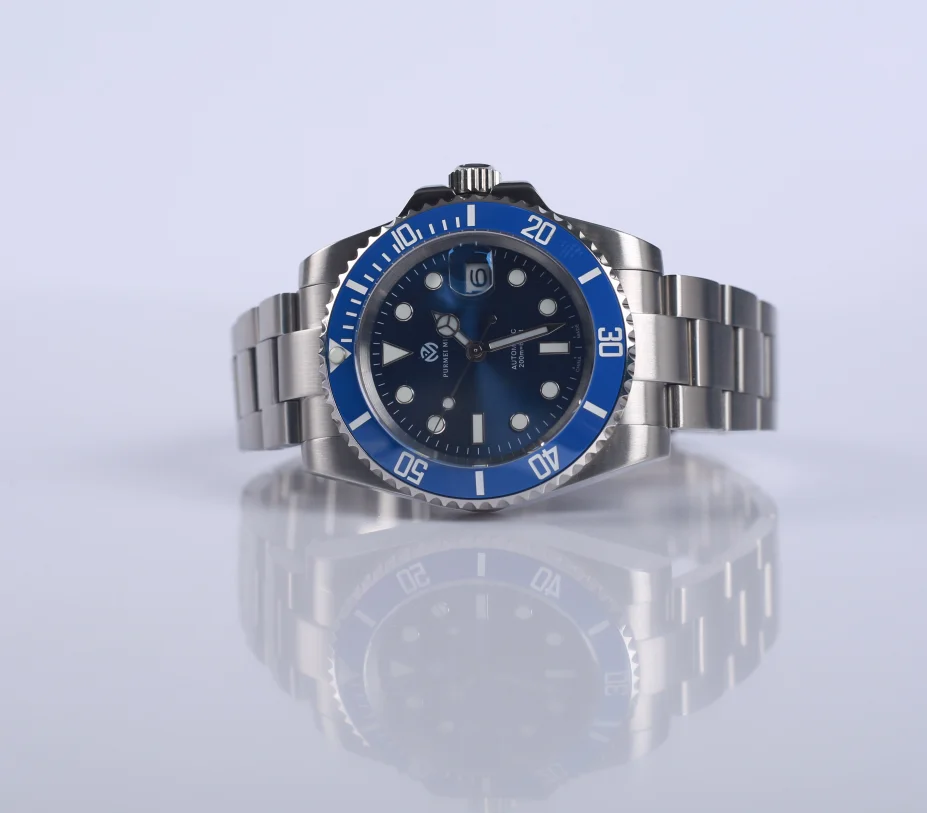 Purmei mille montre mécanique automatique de luxe pour hommes Bracelet en acier inoxydable argent or noir bleu céramique étanche 40mm verre