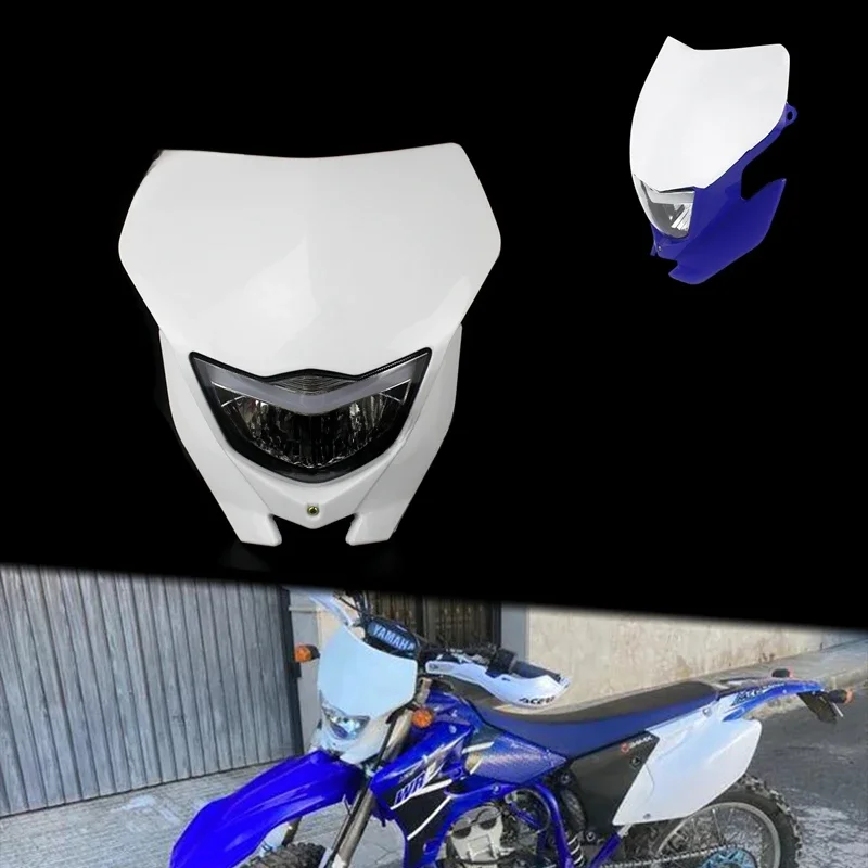 AliExpress Aizome White H4 Dirt Bike Motocross Headlight Fairing Universal Headlamp For Yamaha WR250 WR450 TTR WR Enduro Supermoto Head Light Mask