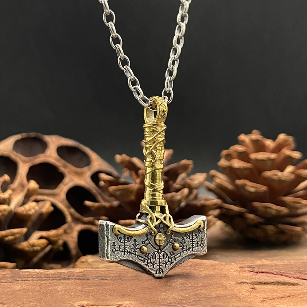 925 Sterling Silver Nordic Thor's Hammer Pendant Mythical Rune Guardian Amulet  Mjolnir Necklace Men's Personalized Mighty Jewe