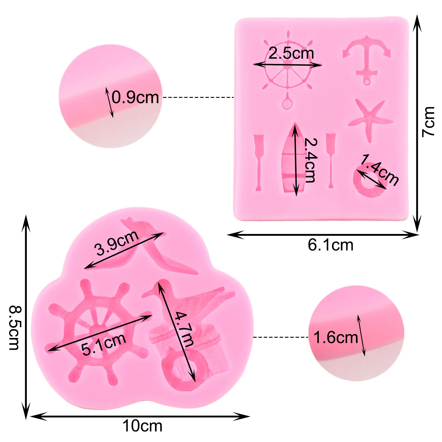Rudder Anchor Sailing Boat Silicone Mold Hook Lifebuoy Fondant Molds Cake Decorating Tools Seagull Chocolate Candy Clay Moulds
