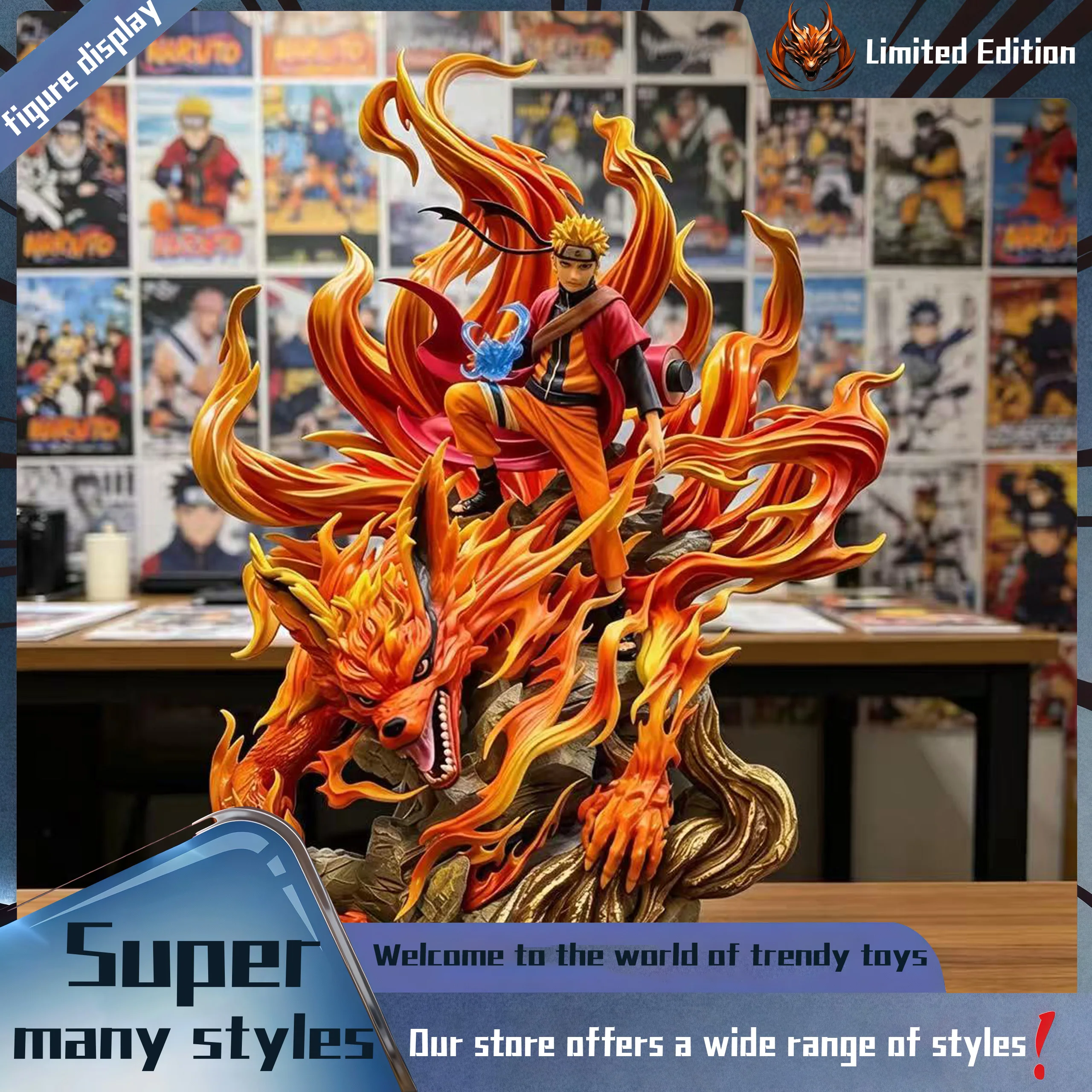 Nine-Tails Narut ONE PIECE Peripheral Figurine Model Table Decoration, Birthday Gift, Trendy Toy Scene Decoration, Car Decoratio