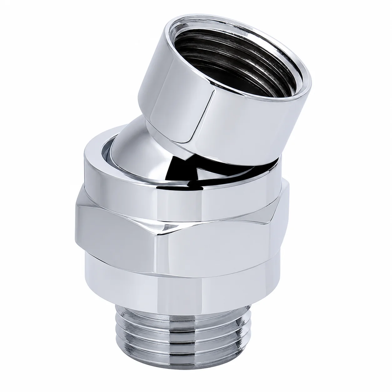 Solid Brass Shower Head Swivel Ball Adapter, 360 Degree Rotating Adjustable Angle Extension Connector, Universal G1/2 Thread, Fi 6