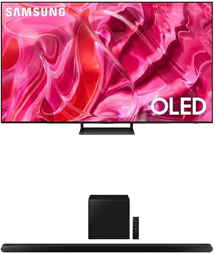 Новый 77 дюймовый класс OLED 4K S90C Series Quantum HDR трекинг объекта Sound Lite (модель QN77S90C, 2023) w HC, 2023 модель) w HW-S800