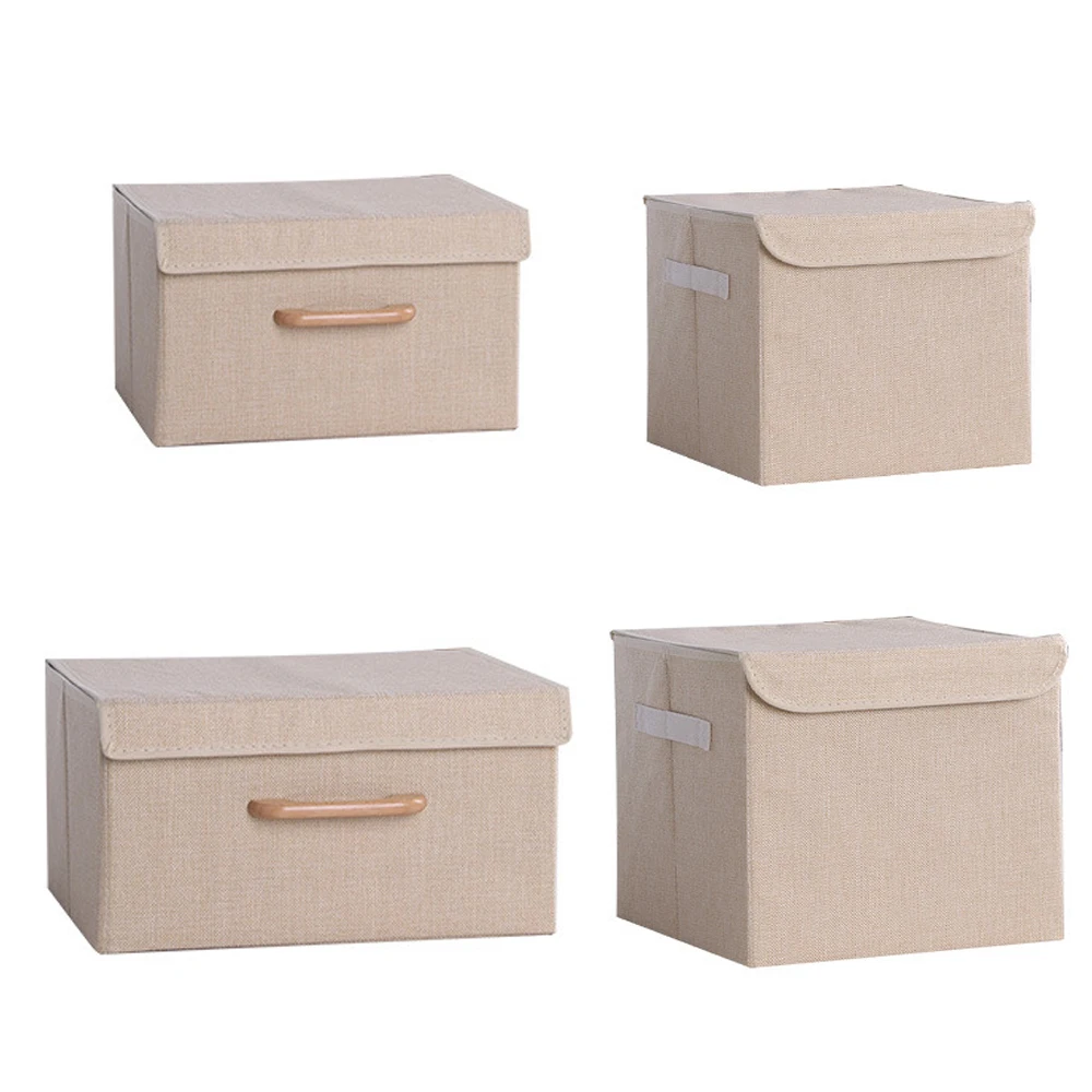 Wooden Handle Hemp Texture Storage Box Toys Snacks Drawer Style Miscellaneous Storage Box Book Organization Box