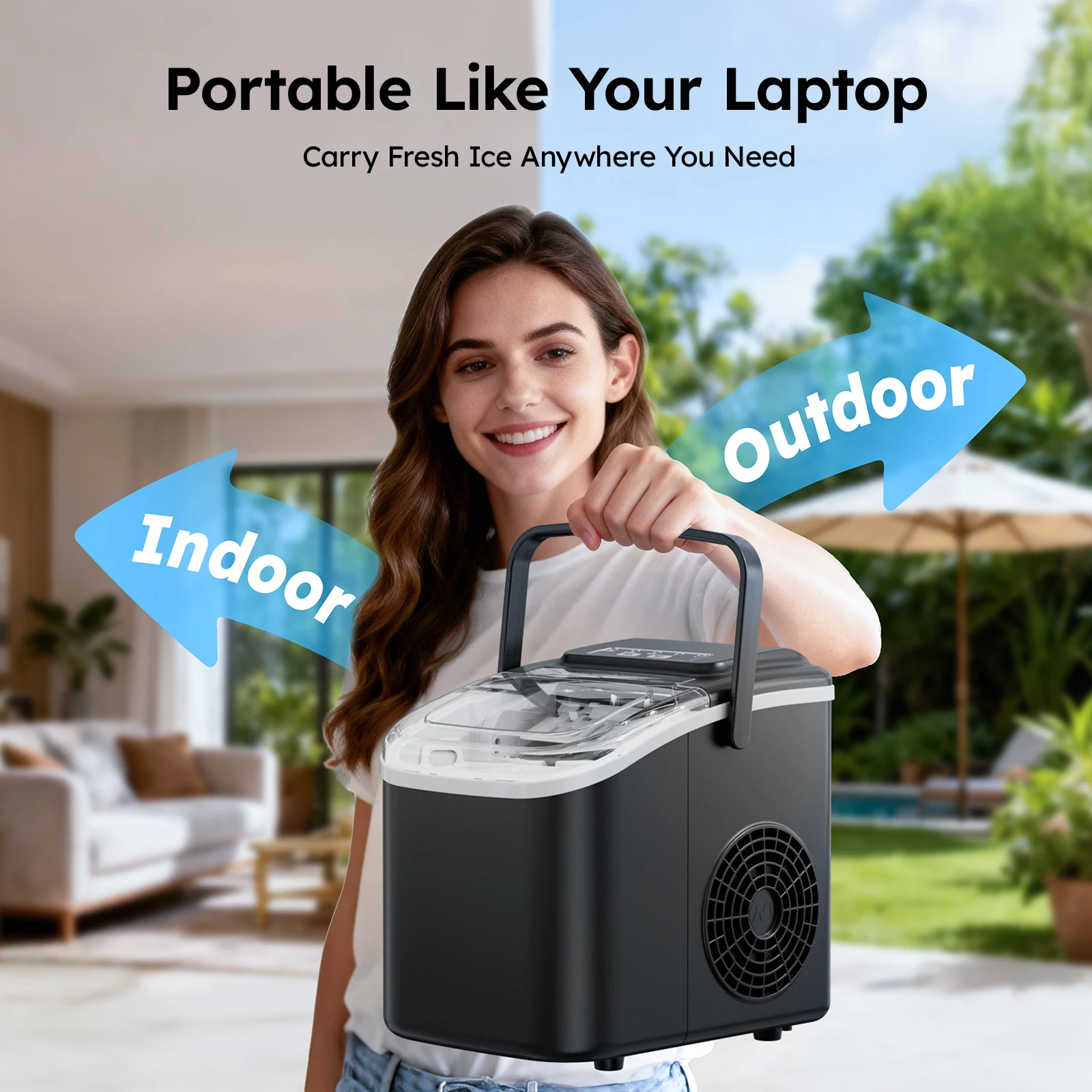 Portable Countertop Ice Maker with Handle – 26 lbs/24H, 8 Cubes in 6 Mins, Auto-Cleaning for Home & RV 6