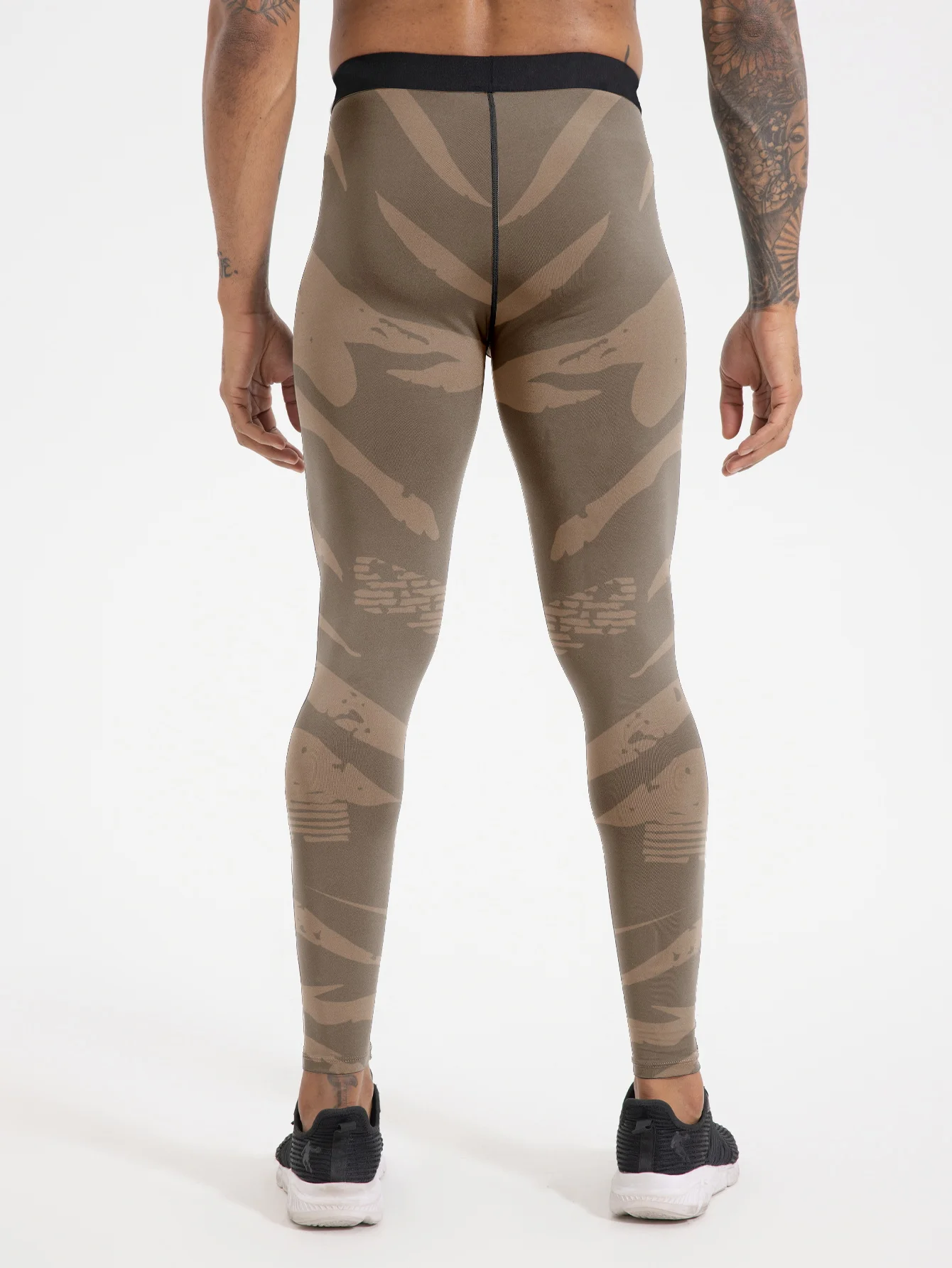 سراويل ضغط رياضية للجري واللياقة البدنية للرجال مطبوعة، مرنة قابلة للتنفس، ماصة للرطوبة، سريعة الجفاف، كرة السلة للياقة البدنية